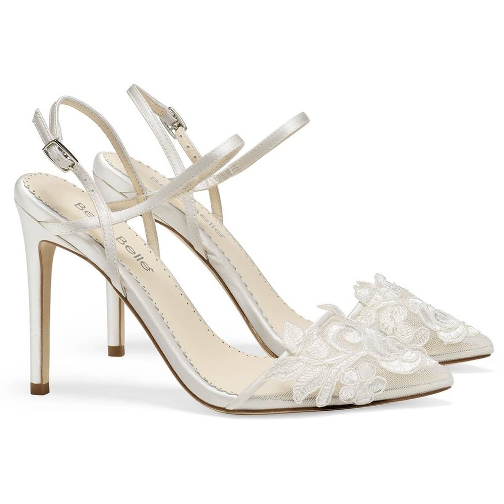 Bella Belle Ivory Embroidered Lace Wedding Heel Sylvia